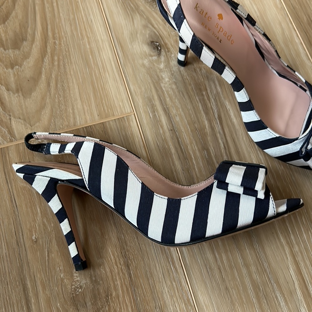 Kate Spade Celeste striped sling back heels - Picture 3 of 13